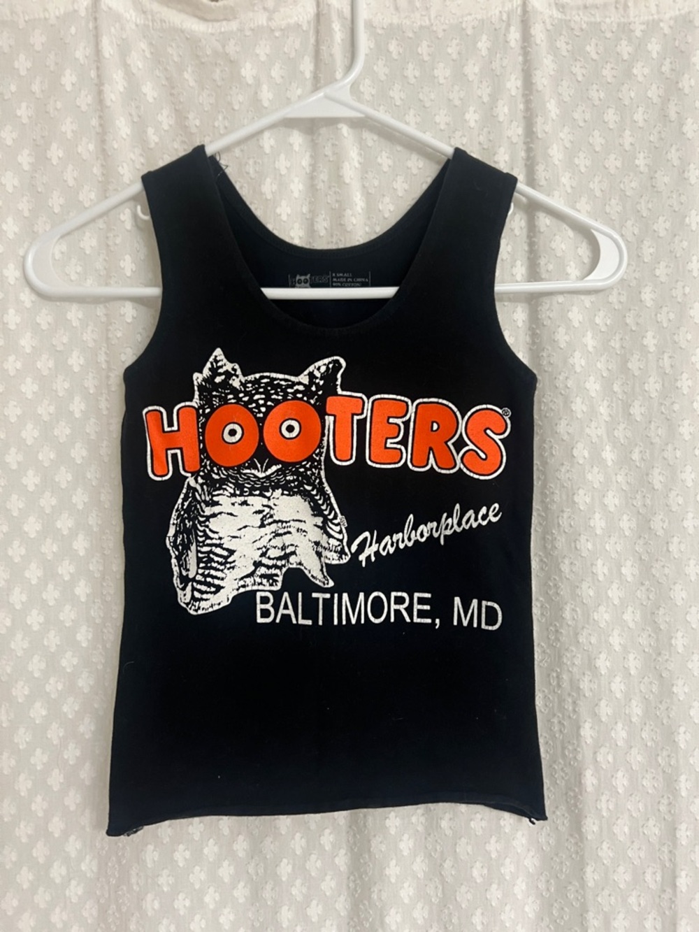 Hooters Black Tank with Orange Logo and White Owl - Baltimore, MD